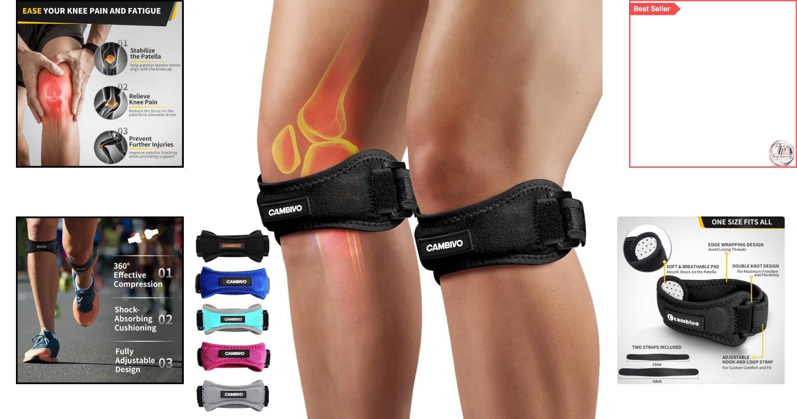 Active Support Knee Straps – Dual Pack for Pain Relief & Stability
