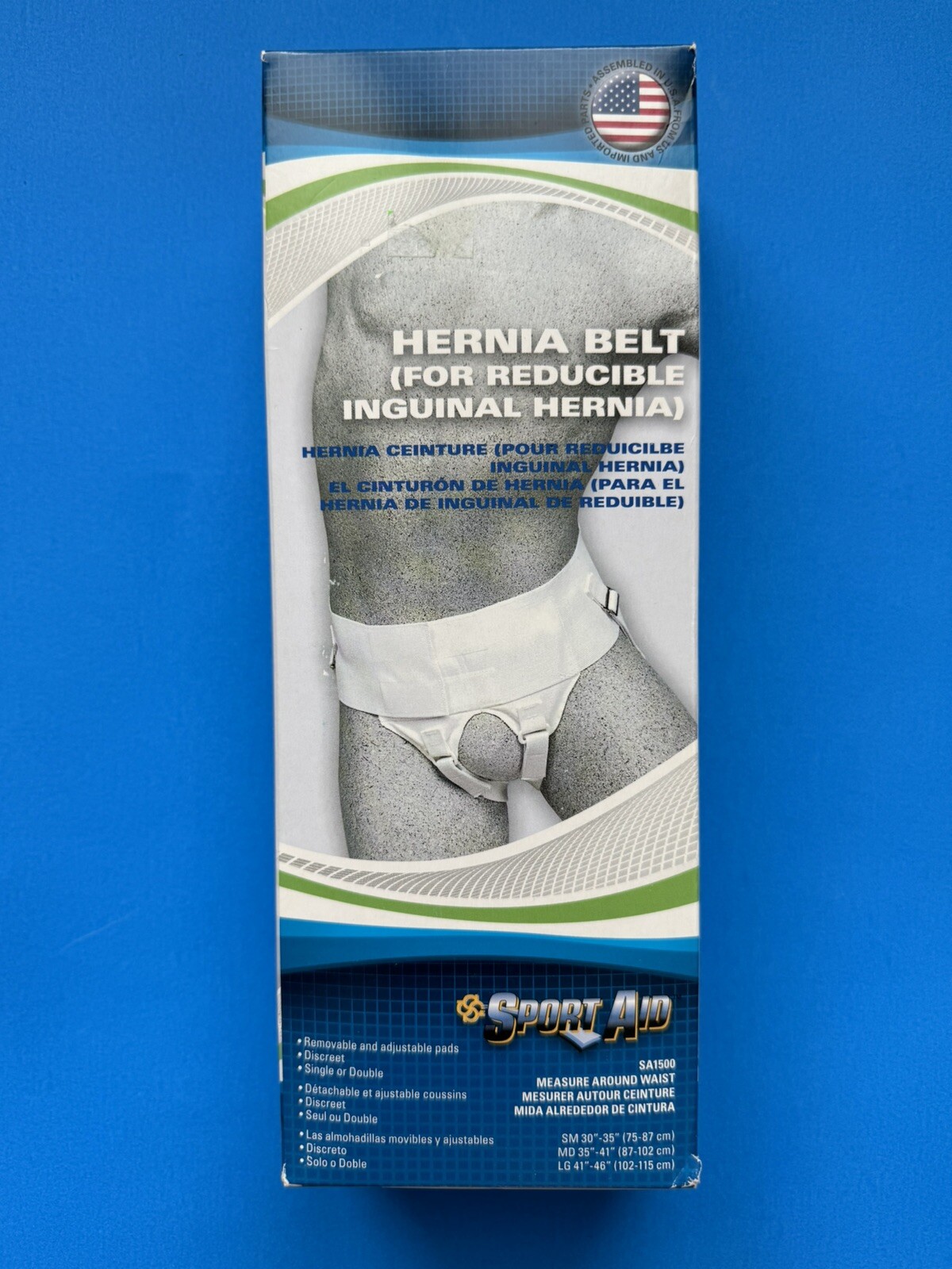 Sport Aid -Inguinal Hernia Belt – White- – Latex Free Large or Medium PICK