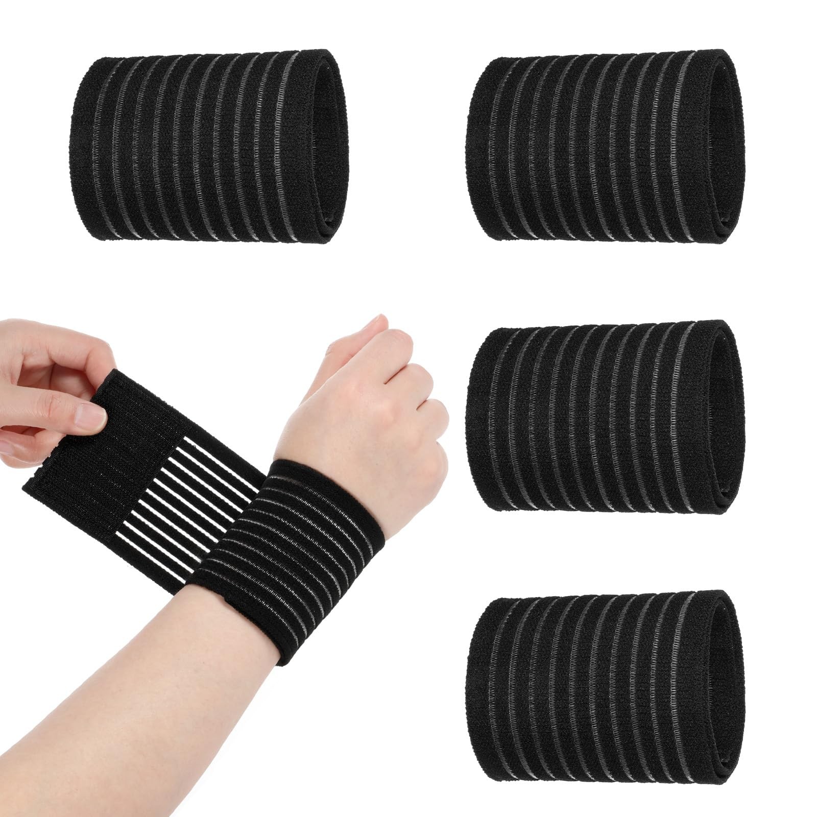 4 PCS Bandage Arm Wrap Elastic Wrist Support Band 16 x 3 Inch, Black