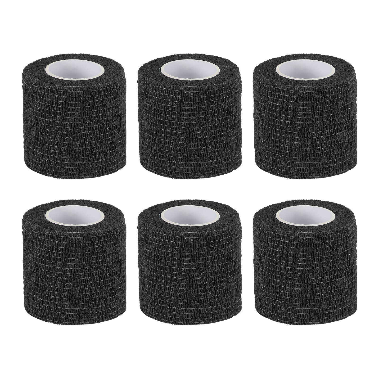 1″ x 177″ 6 Pcs Self Adhesive Bandage Wrap Elastic Self Tape, Black