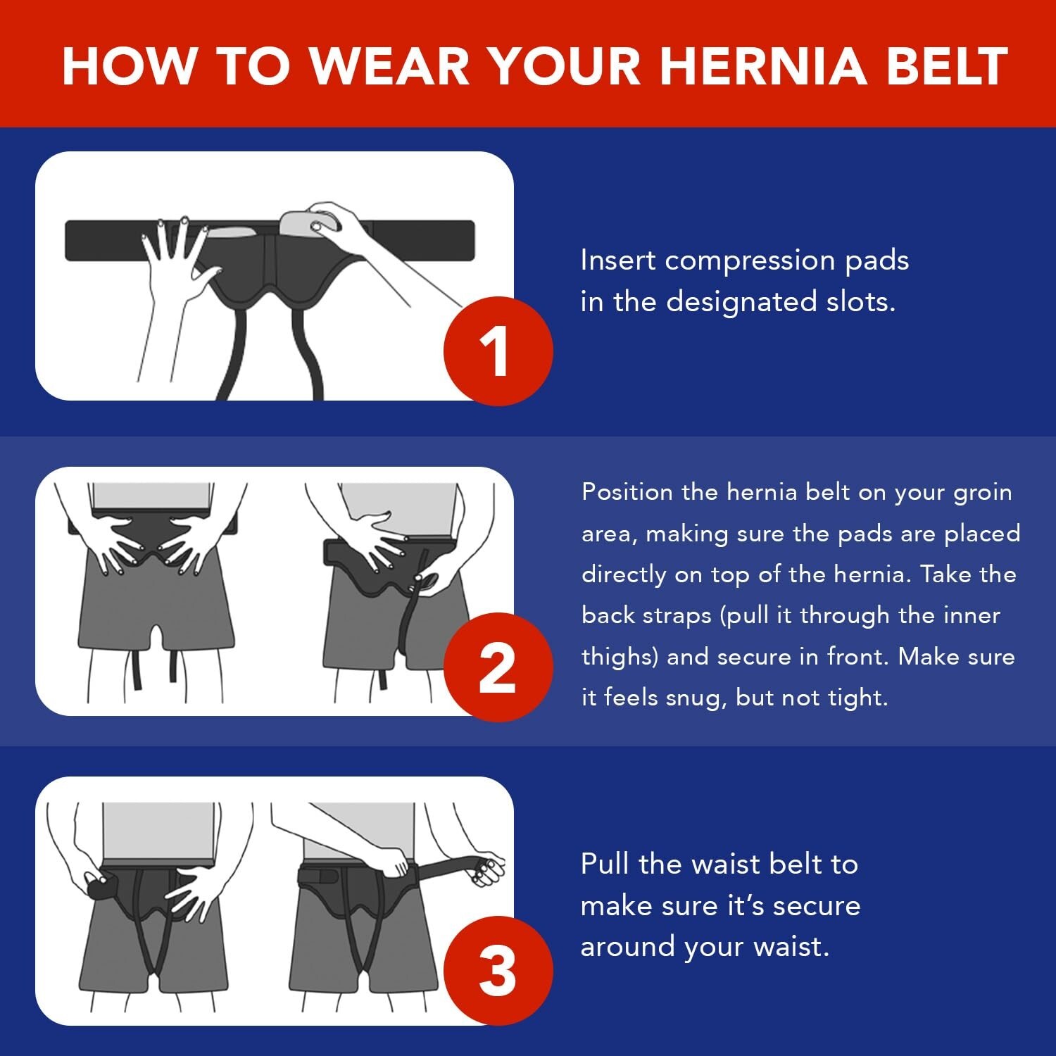 HERNIA BELTS FOR MEN & WOMEN, ADJUSTABLE ABDOMINAL HERNIA BELT – SIZE MEDIUM