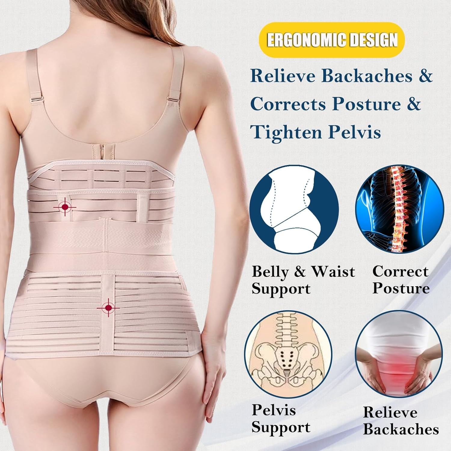 ChongErfei 3 in 1 Postpartum Support – Posture Correction- Large – Beige