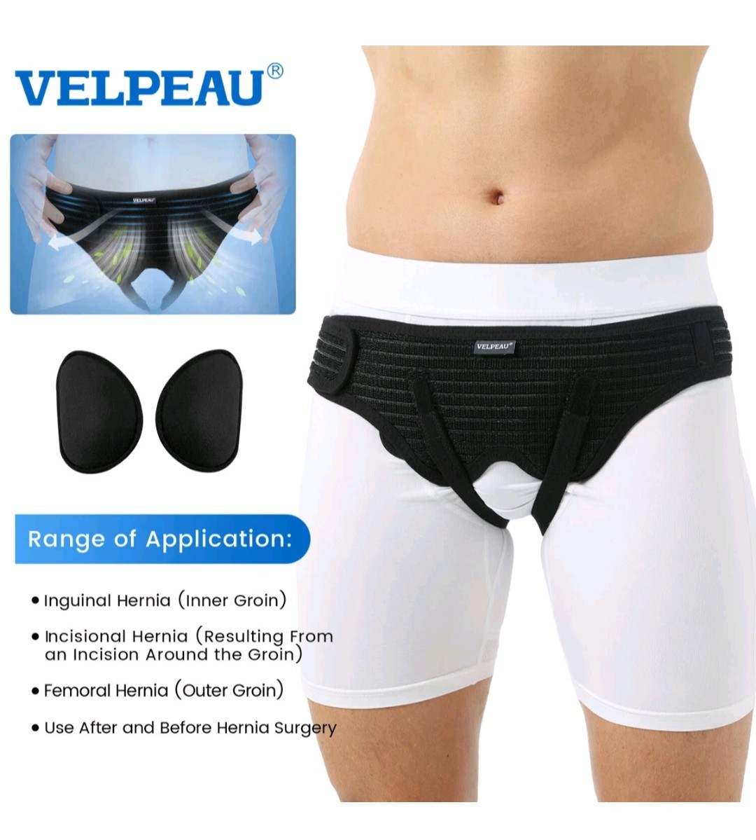 Velpeau Inguinal Hernia Support Belt Double Groin Hernia Pain Relief Truss Brace