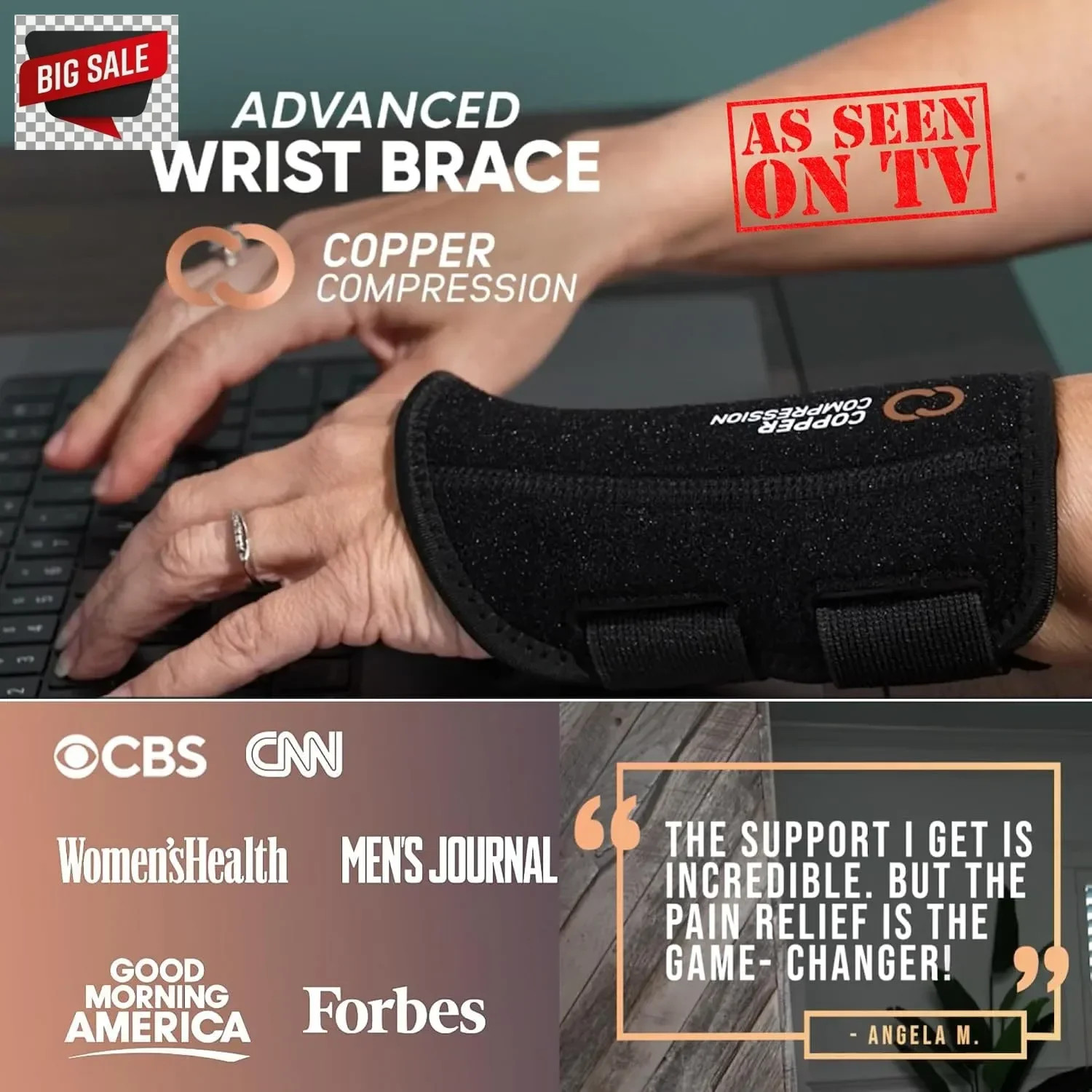 Copper Compression Advanced Wrist Brace – Copper Infused Adjustable Orthopedic S