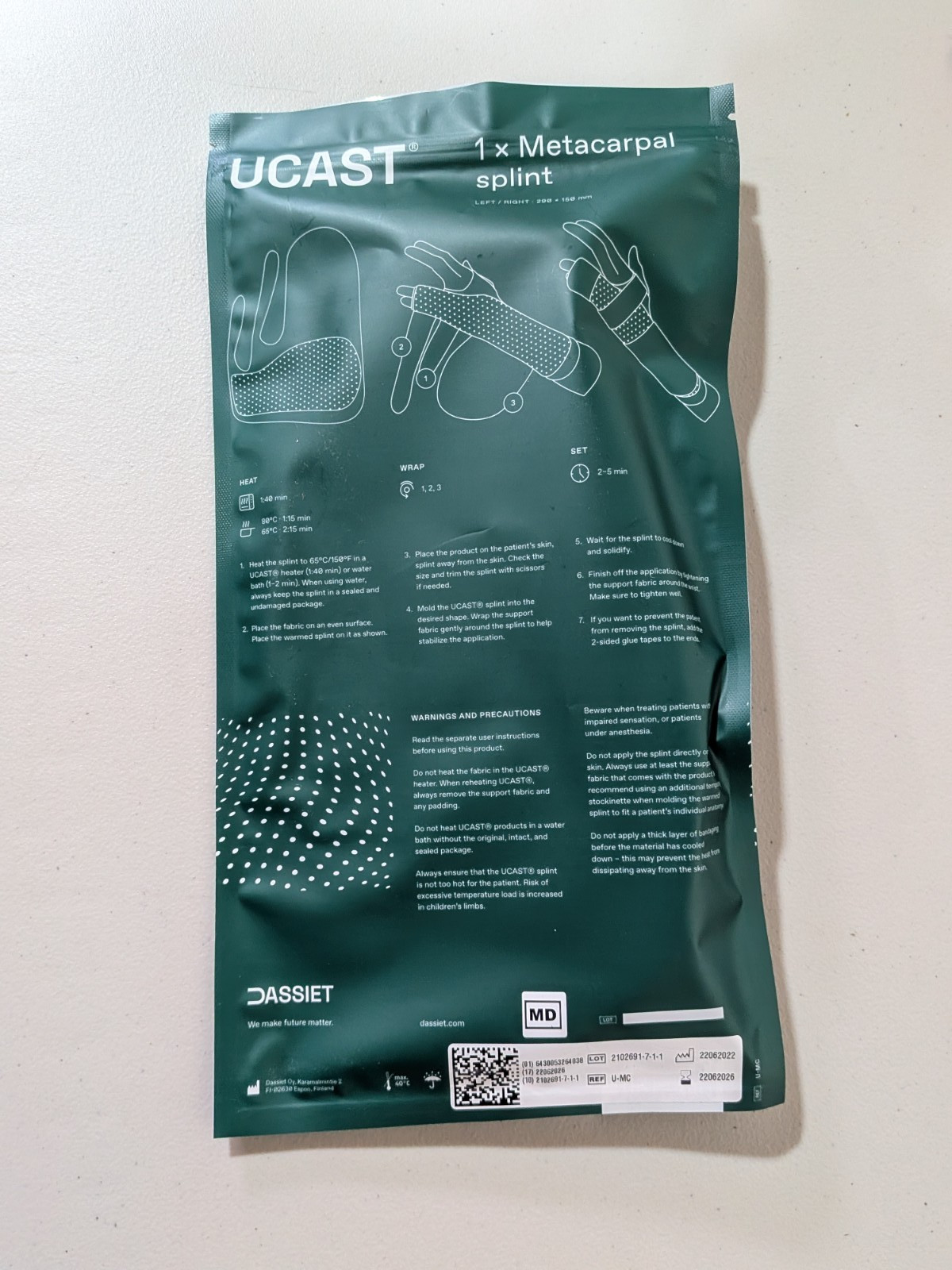 (Box of 10) Dassiet Ucast MC Metacarpal Splint NEW Finland U-MC
