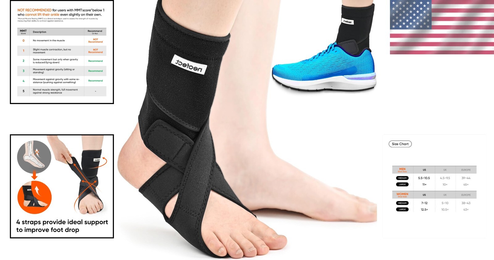 Breathable Drop Foot Brace with Adjustable Straps – Support for Mobility & Rehab