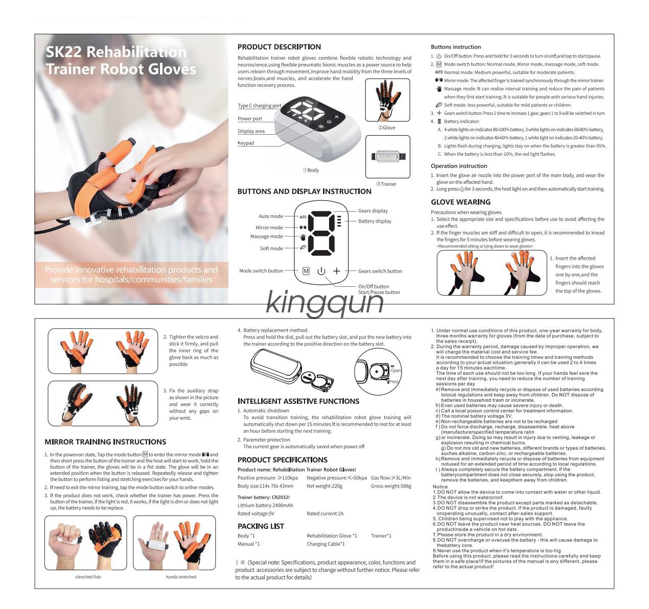Rehabilitation Robot Glove Stroke, Fingers Strength Training Device Hemiplegia