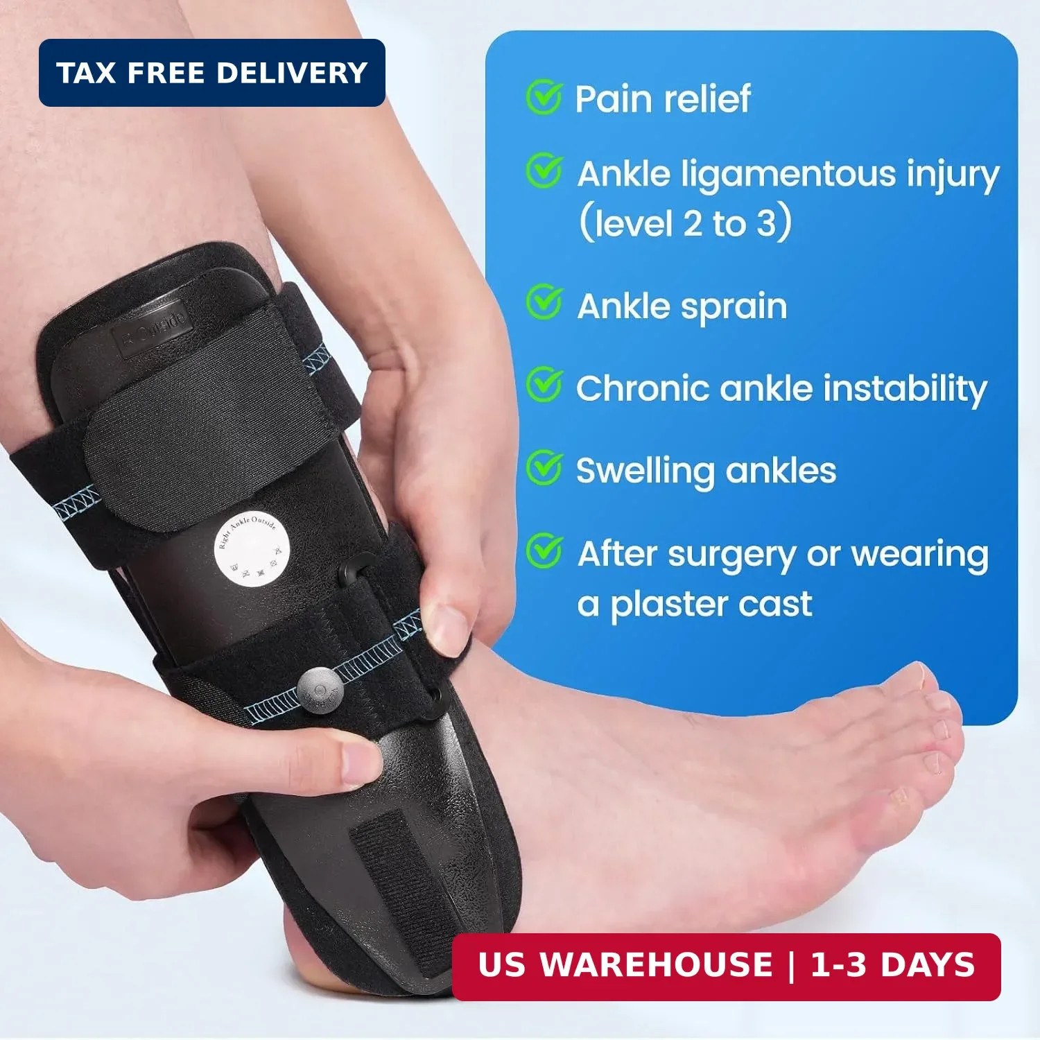 Velpeau Air Gel Foam Ankle Stabilizer Support Brace for Sprained Ankle, Ligament