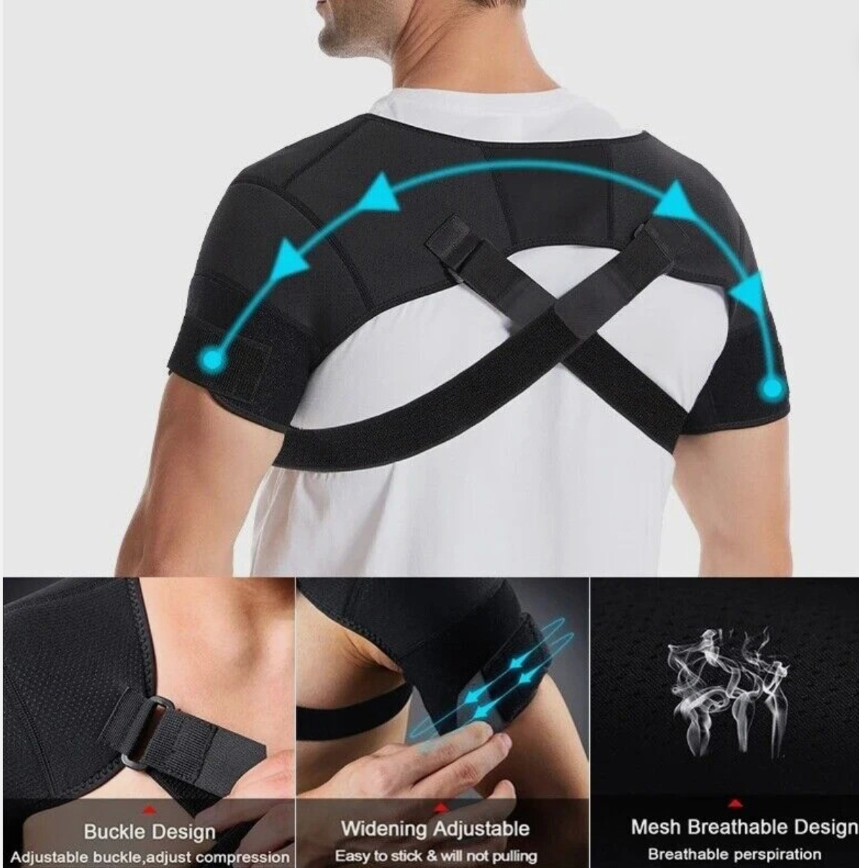 Double Shoulder Brace Torn Rotator Cuff Pain Relief Compression Sleeves – Large