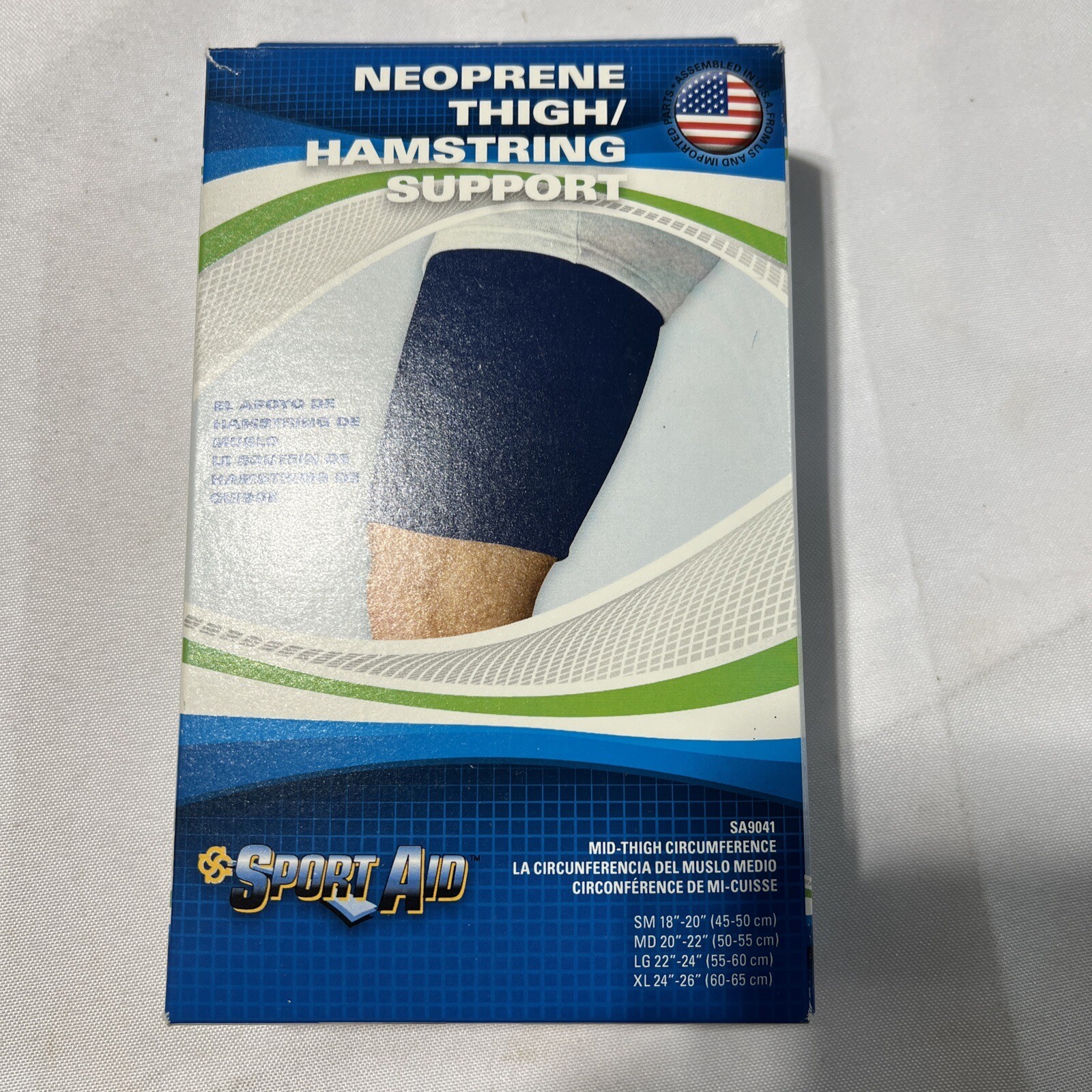 SportAid Neoprene Thigh/Hamstring Support Blue Small(18-20″ Mid-Thigh Circ.)