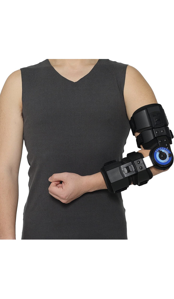 Orthomen Hinged ROM Elbow Brace Adjustable Post OP Elbow Brace Stabilizer Splint