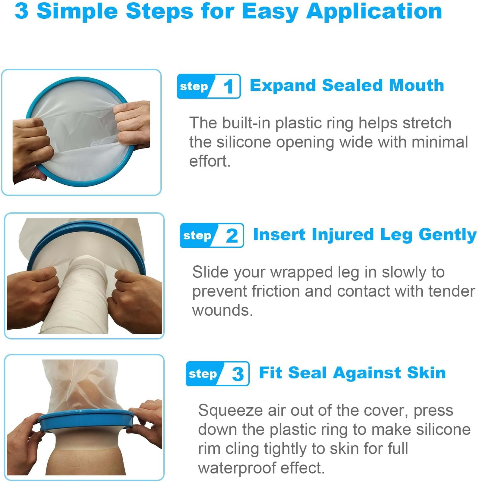 Waterproof Leg Cast Cover for Showering Reusable Adult Short Leg Protector Cast