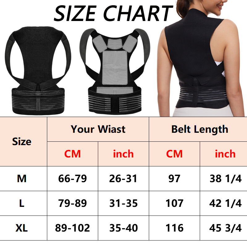 Magnetic Self Heating Back Support Tourmaline Therapy Waist Belt Shoulder Brace