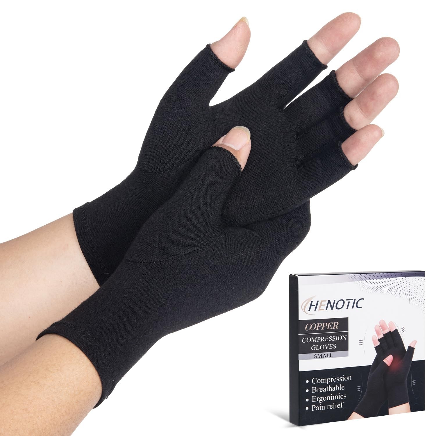 Arthritis Compression Gloves for Women Men, Fingerless Breathable & Moisture Wic