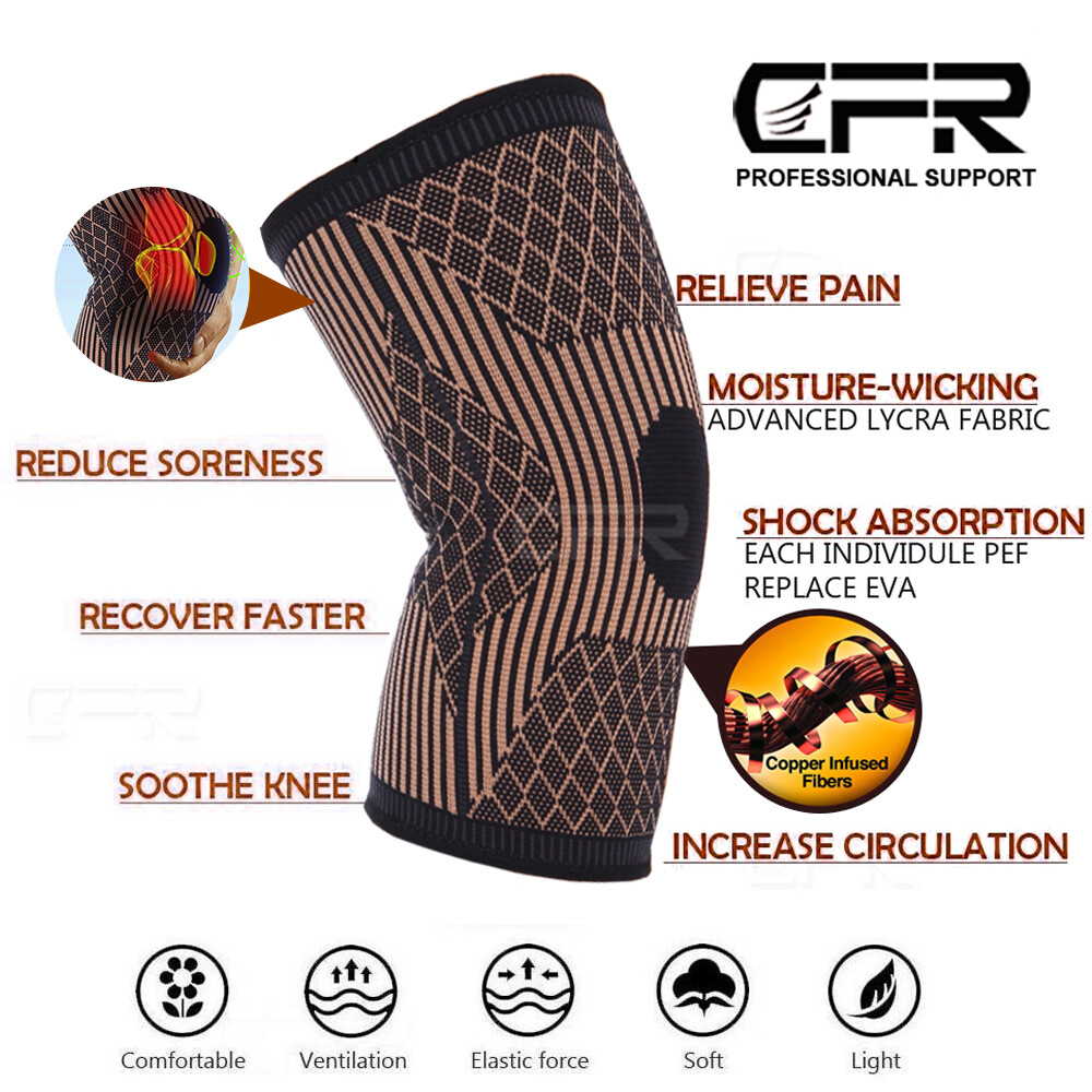 Copper Infused Knee Brace Support Stabilizer Patella Compression Sleeve Wrap CFR