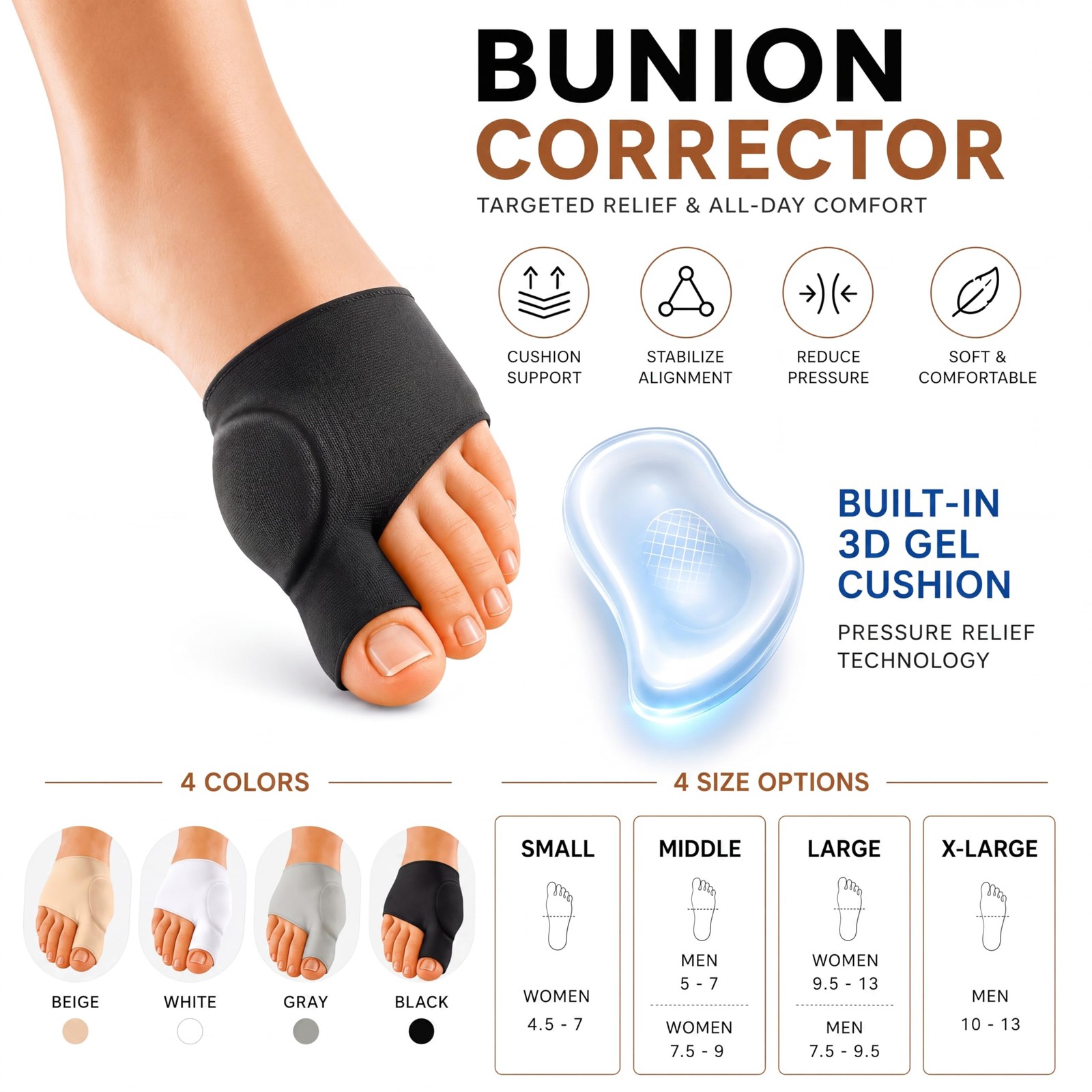 TPVEEN Bunion Corrector Relief Sleeve,Toe Socks for Hallux Valgus,Anti Slip G…