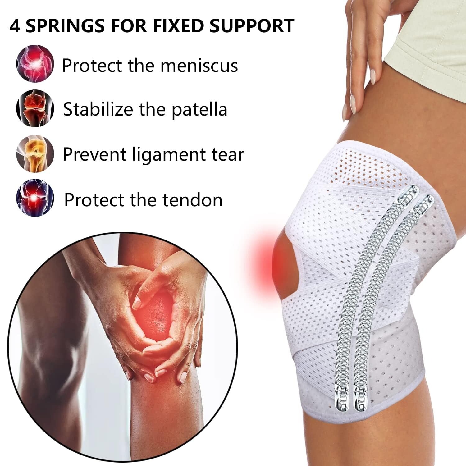 Knee Brace with Side Stabilizer Relieve Meniscus Tear Pain ACL Arthritis Straps