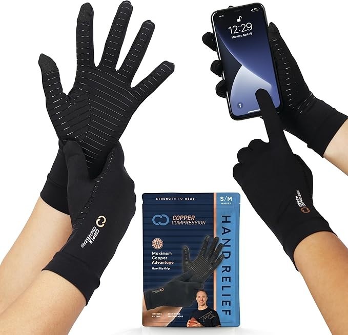 Arthritis Gloves Full Finger Copper Infused Compression Support Pain Relief