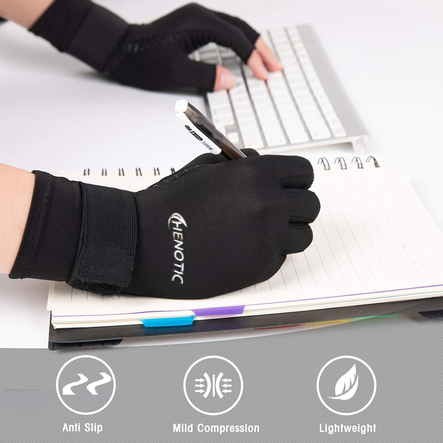 Guantes cobre artritis compresion sin dedos alivio dolor muneca articulacion
