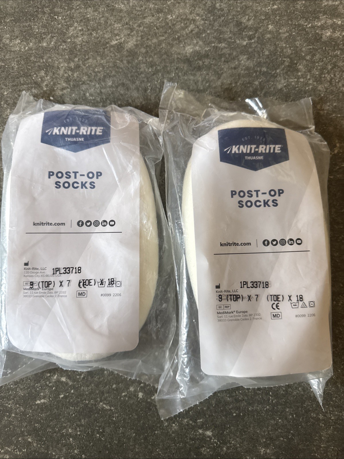 Knit Rite Post Op Sock 2 Packs 9 X 7 X 18 New Prosthetic