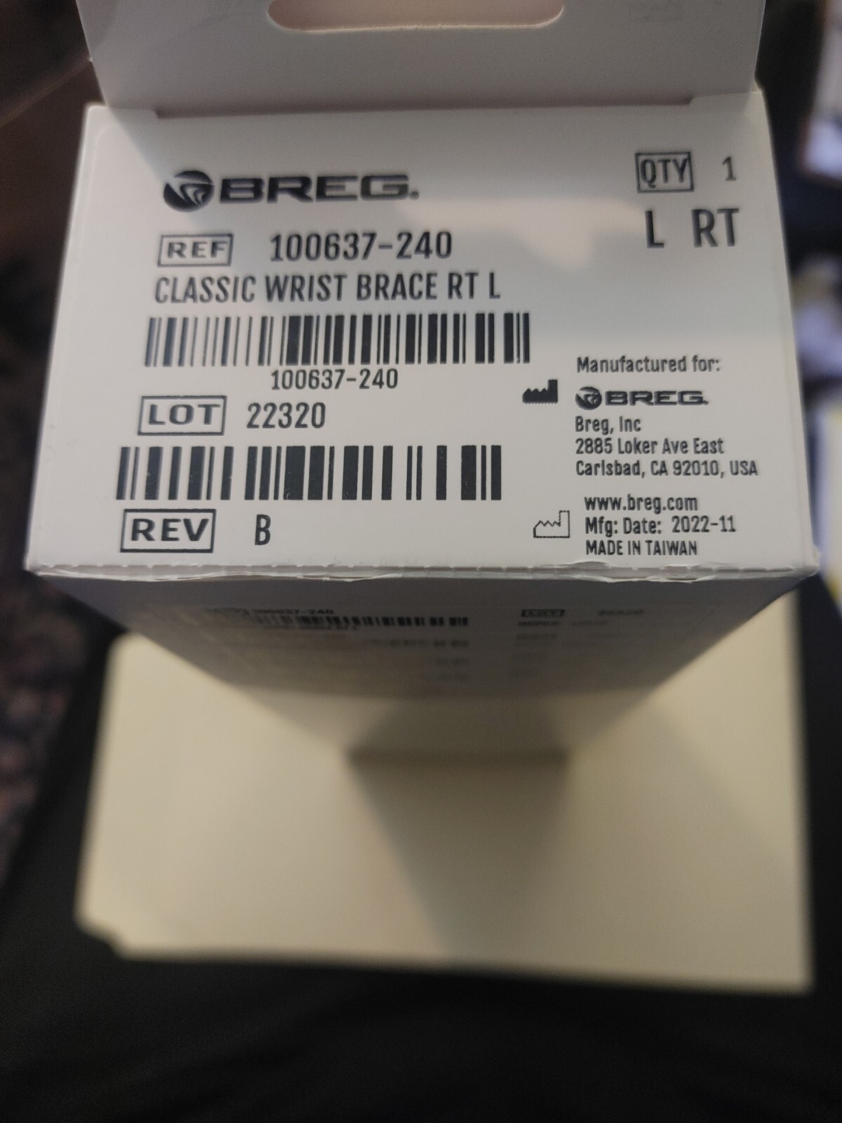 Breg Wrist Lacer Large,RT. WRIST BRACE.New In Box 100637-140