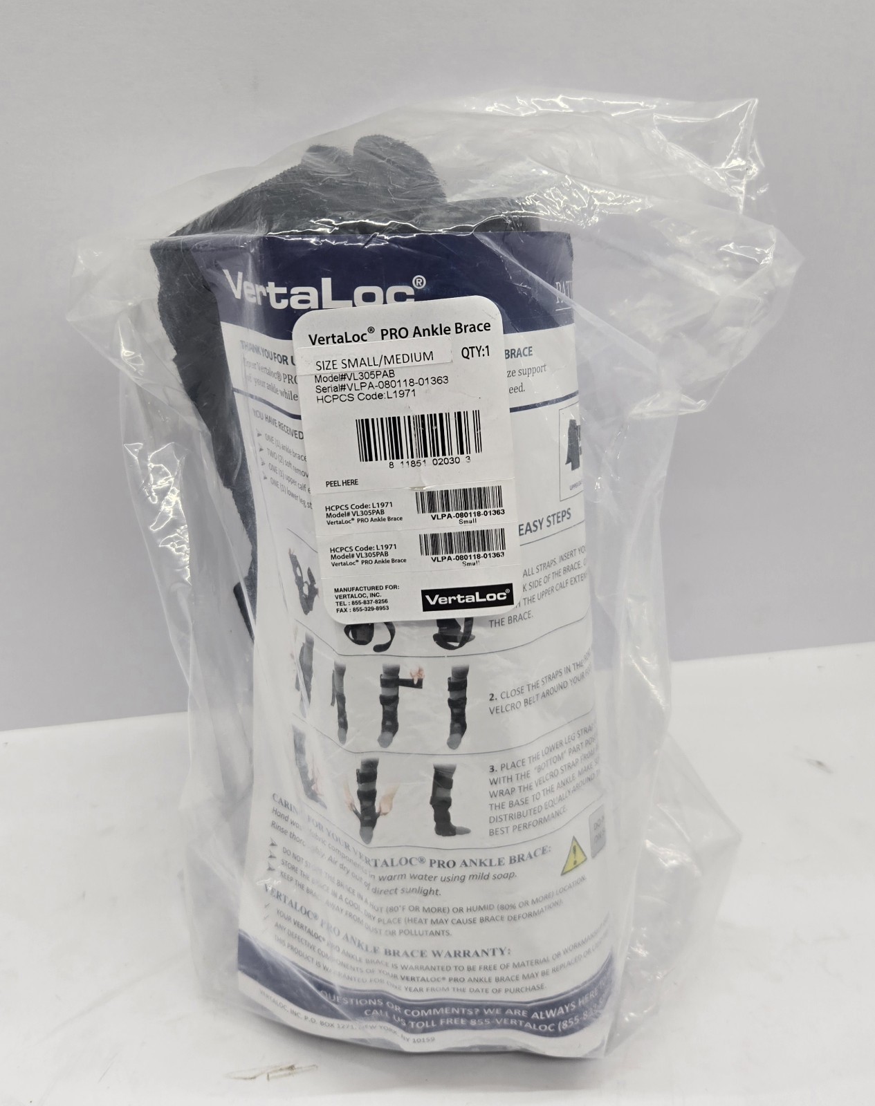 VertaLoc PRO Ankle Brace VL305PAB Small/Medium Stabilizer Support Orthosis NEW