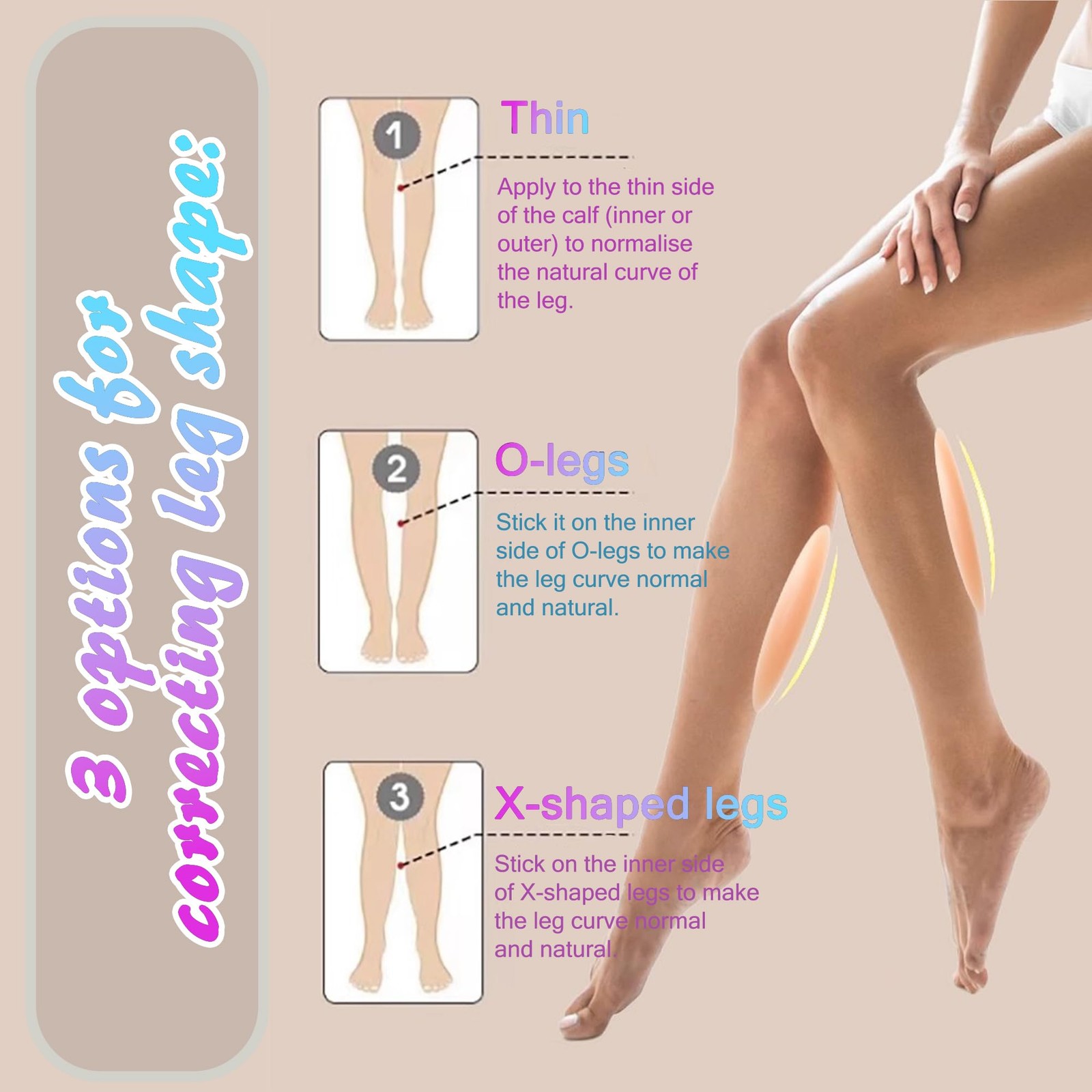 Majurphy Silicone Adhesive Calf Pads, Corrector,Soft Medium, Beige