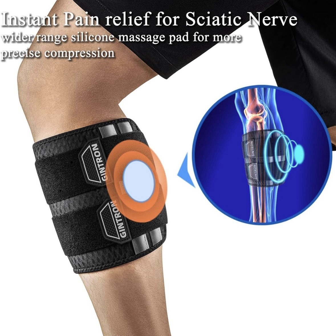 Gintron Sciatica Pain Relief Brace Adjustable Compression Nerve Support