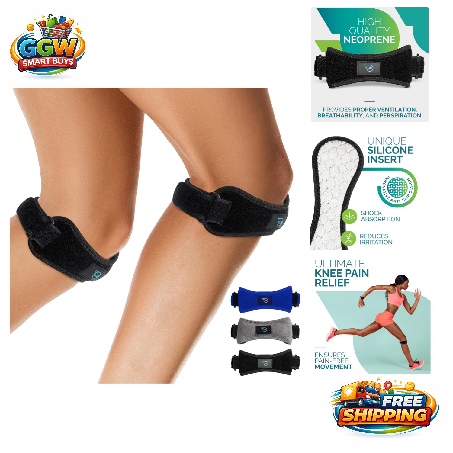 Adjustable Patella Knee Brace Set – Ultimate Support for Running & Basketball