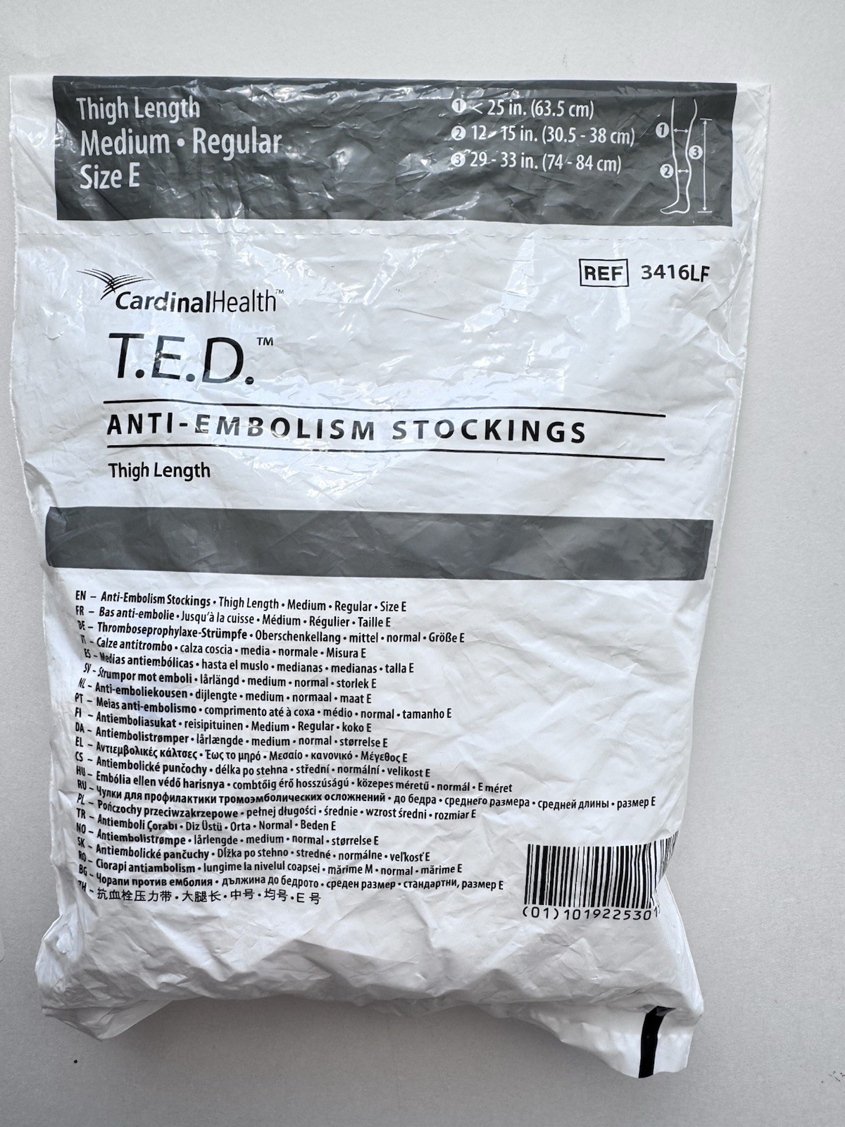 TED Anti Embolism Stockings Thigh Length Medium/Regular Size E Exp. 2027 QTY: 1