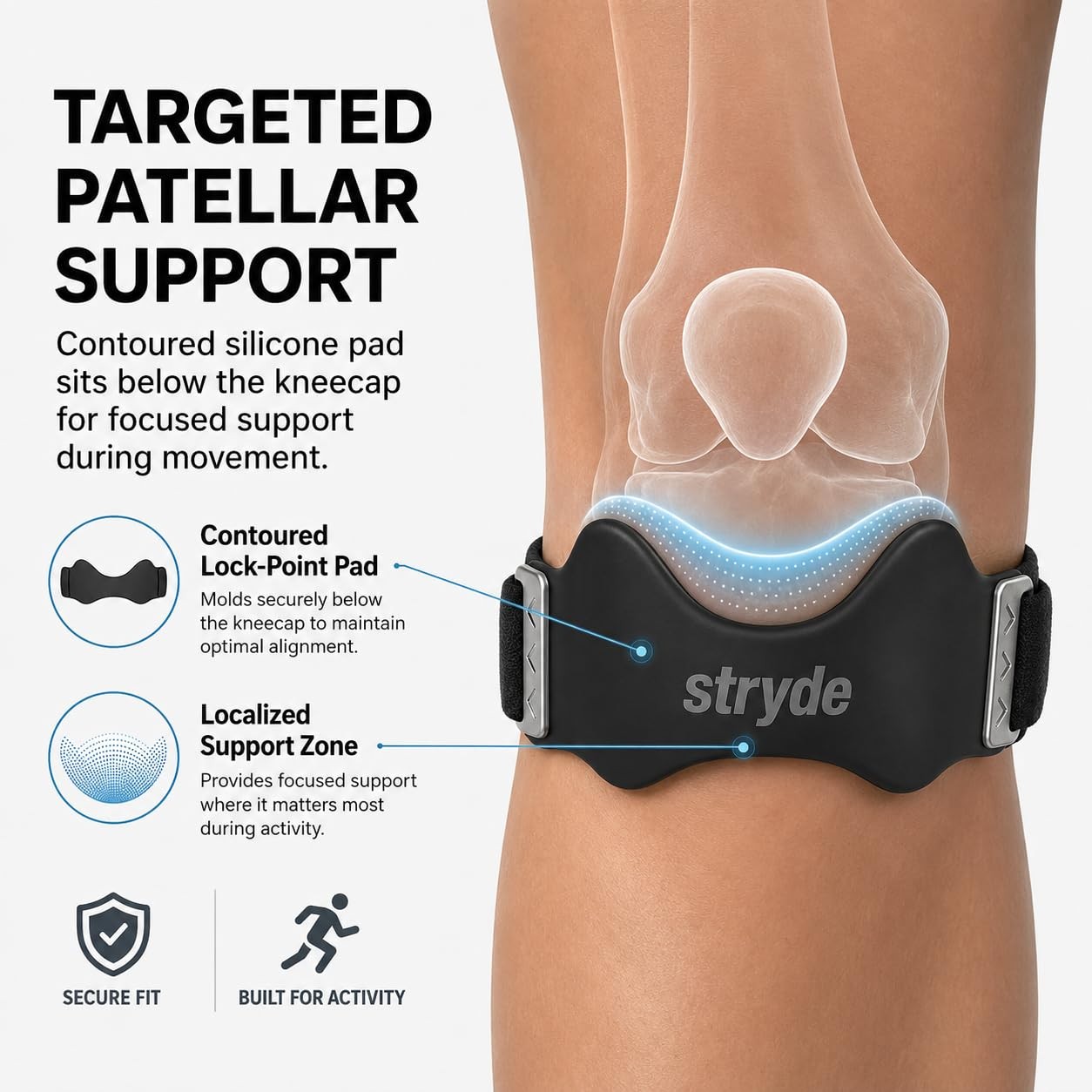 Stryde Precision Knee Strap – Premium Stryde Knee Strap with Silicone Lock-Po…
