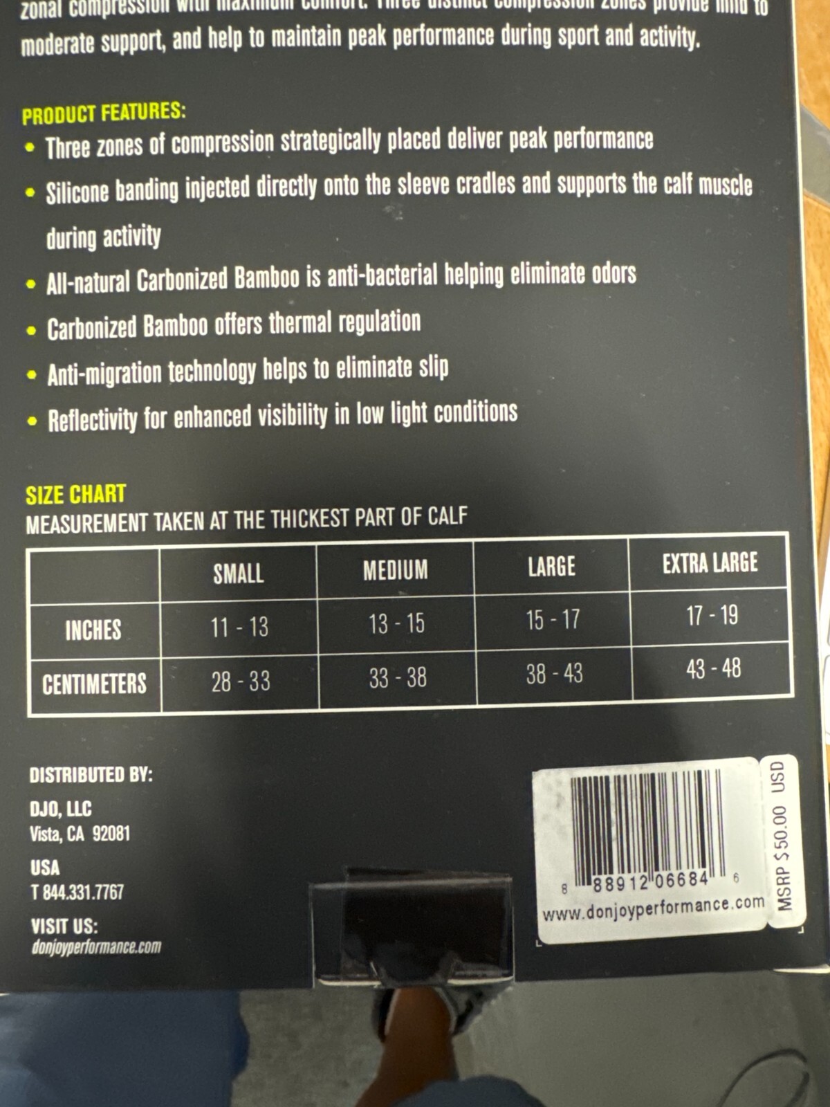 DonJoy Performance TRIZONE Compression for Calf Support Sleeve Black , M Medium