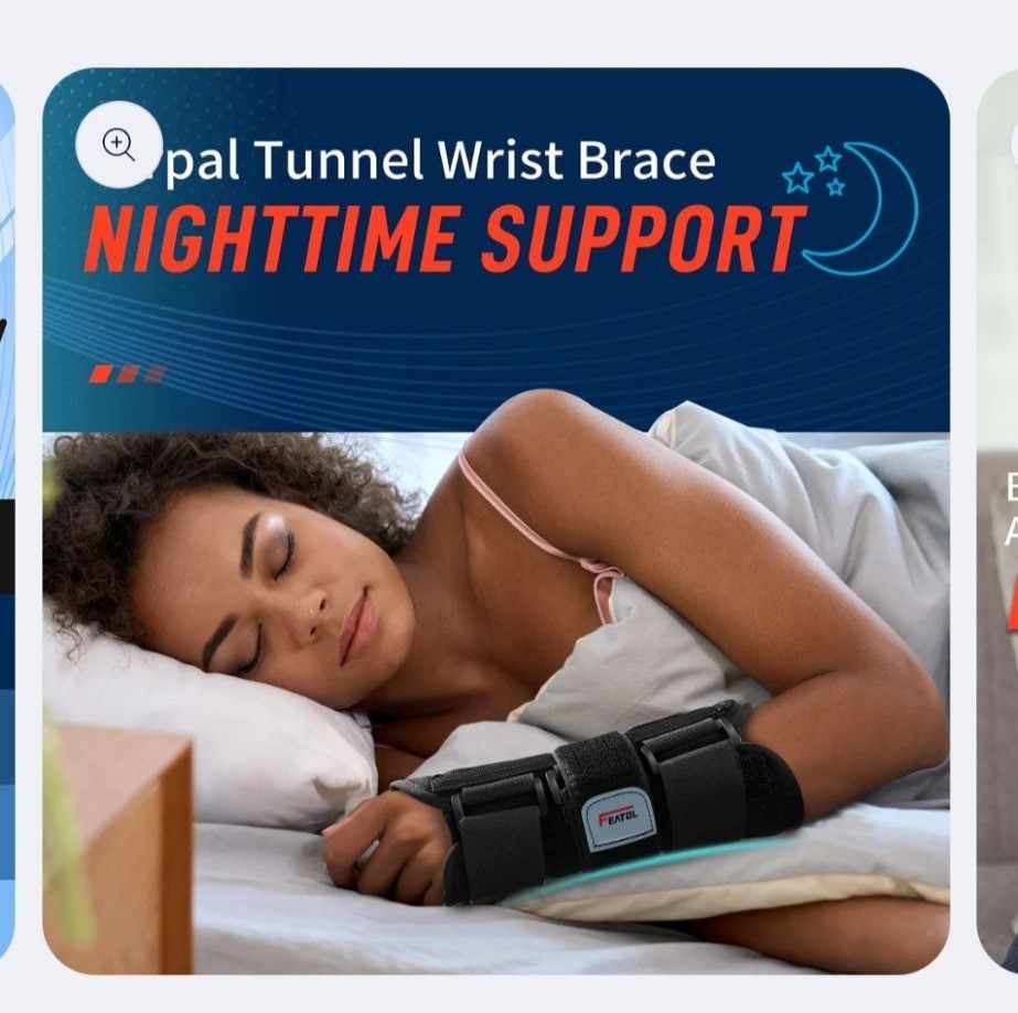 FEATOL Wrist Brace For Carpal Tunnel Adjustable Night Support M/L
