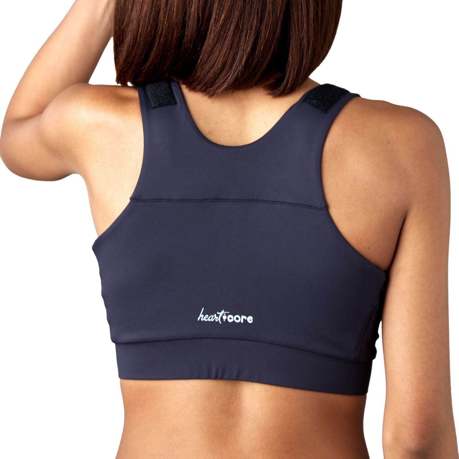 heart&core Shirl Bra Post-Surgery Racerback Bra Double Zipper Front Black Medium