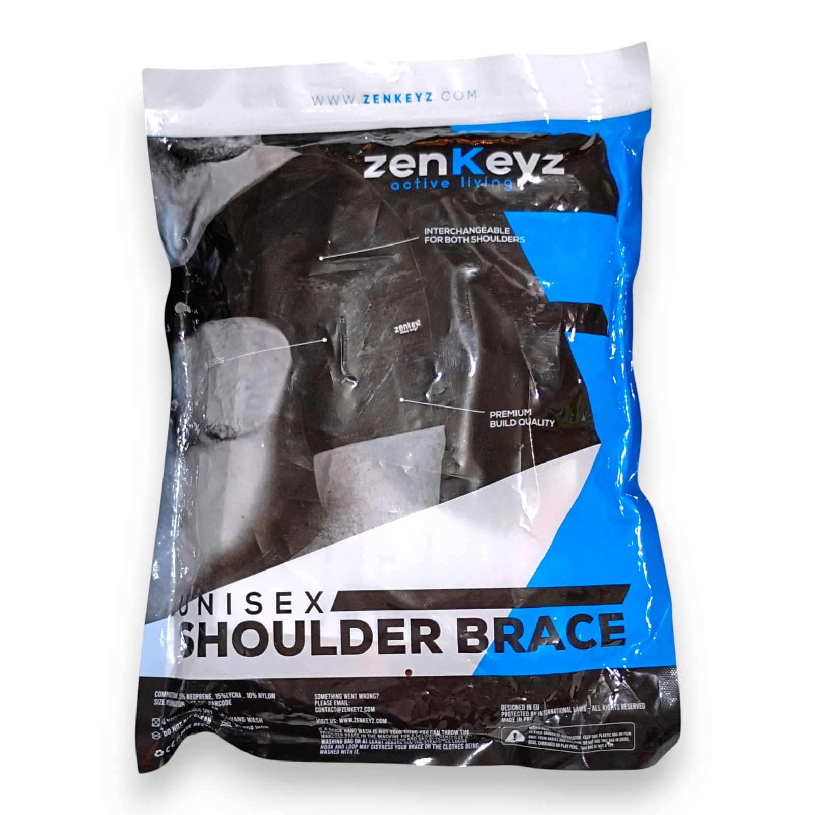 ZenKeyz Compression Shoulder Brace Adjustable Support Beige L-XL Unisex