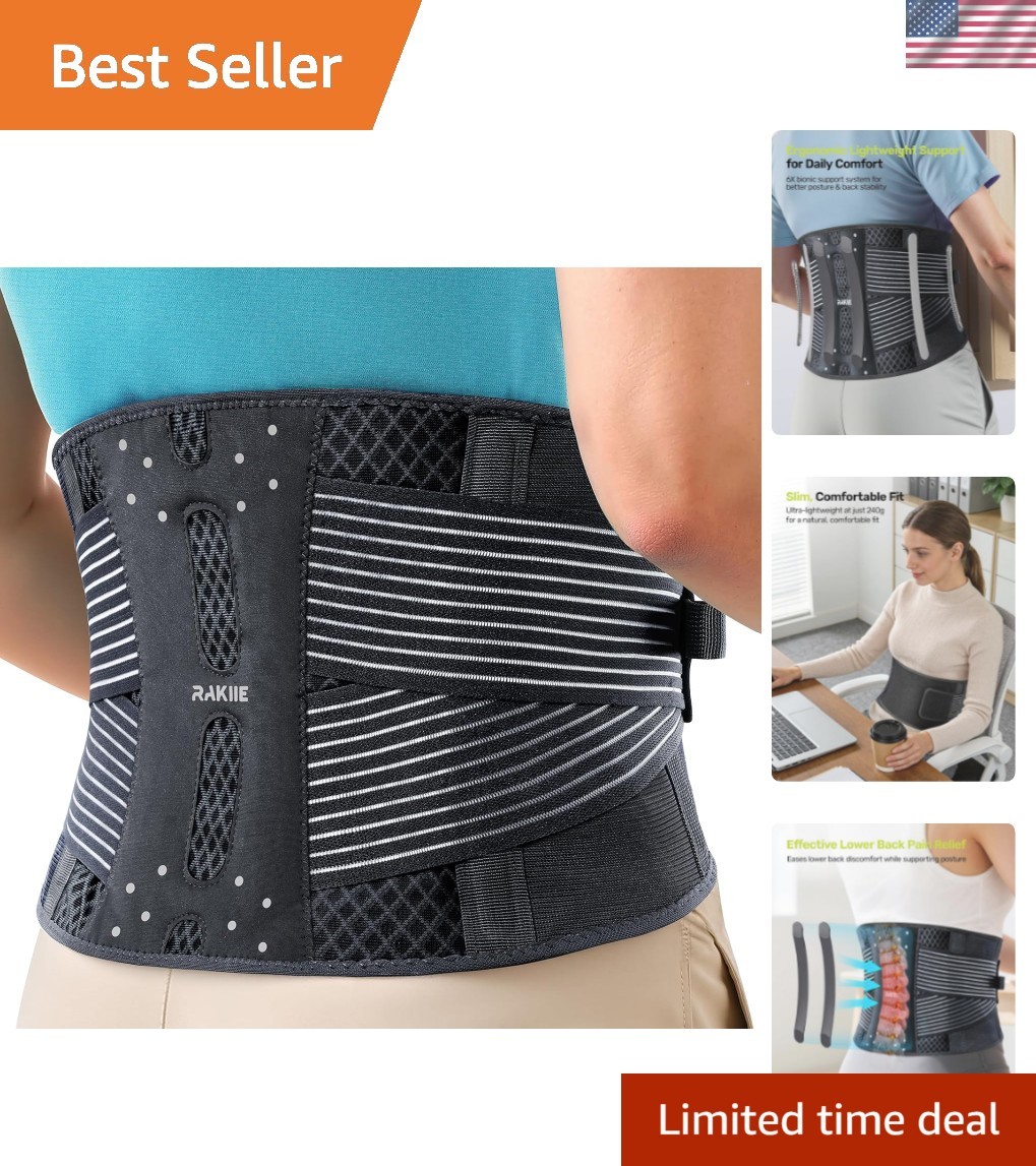 Slim Back Brace for Lower Back Pain Relief, Lightweight & Breathable Back Sup…