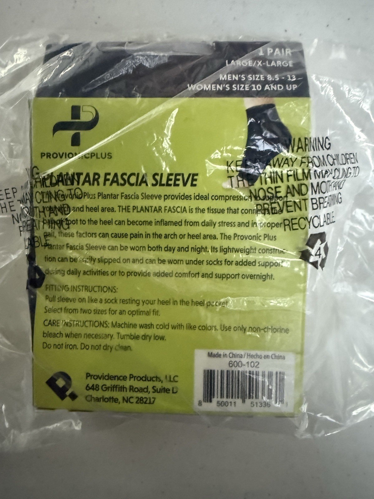 Provionicplus Plantar Fascia Sleeve Size Large/X-Large 1 Pair
