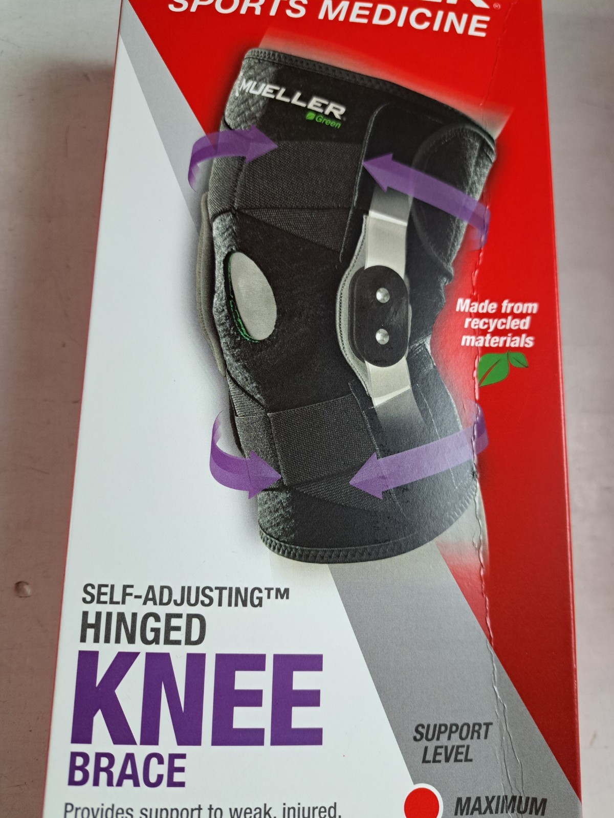 MUELLER Sports Medicine Green Self-Adjusting Hinged Knee Brace Black, One Size