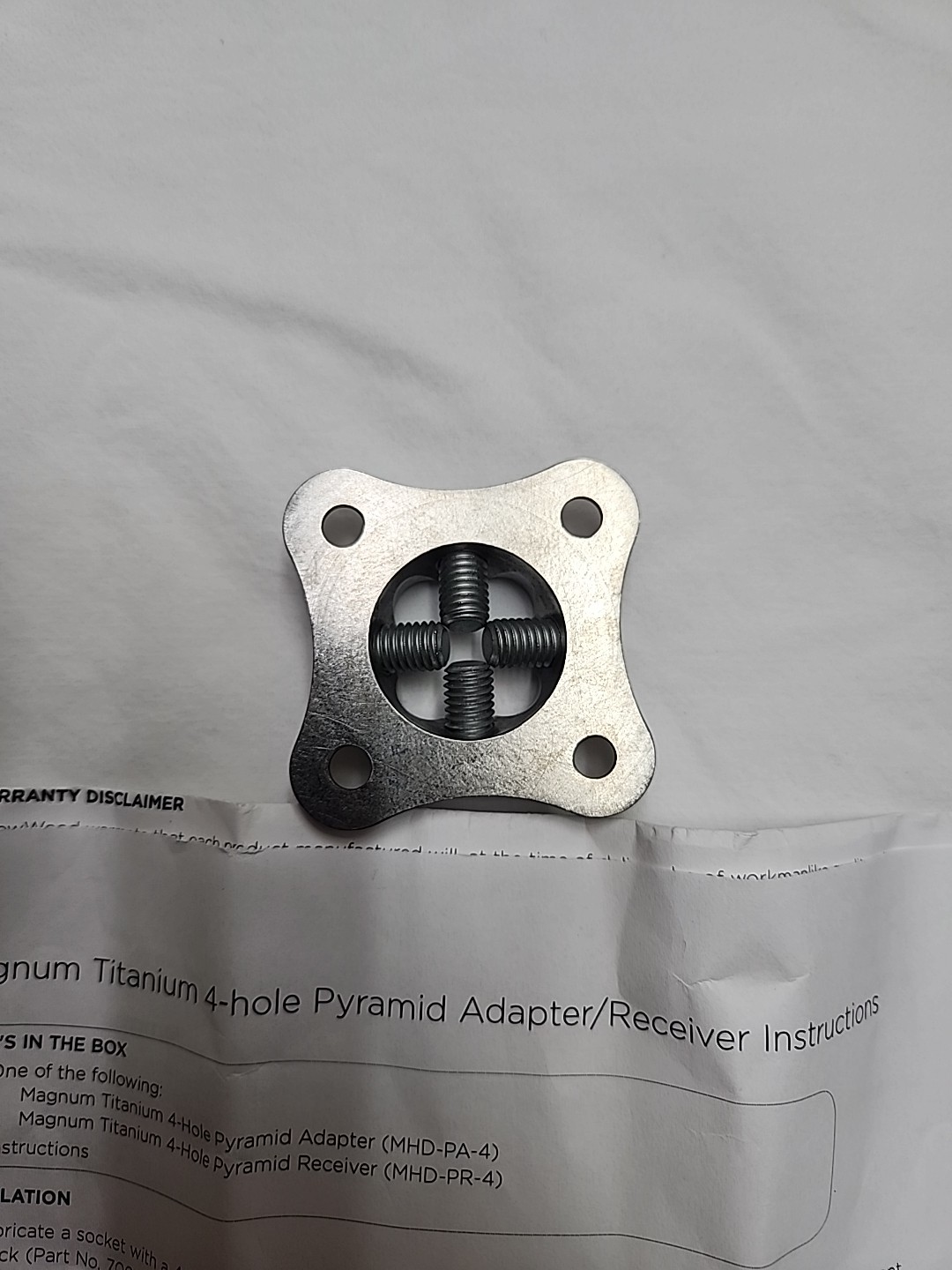New Willowood Magnum Titanium 4-hole Pyramid Adapter/Reciever. MHD-PR-4