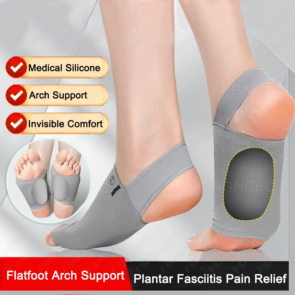 Silicone Arch Support Socks for Men Flat Feet Corrector Plantar Fasciitis Pain R
