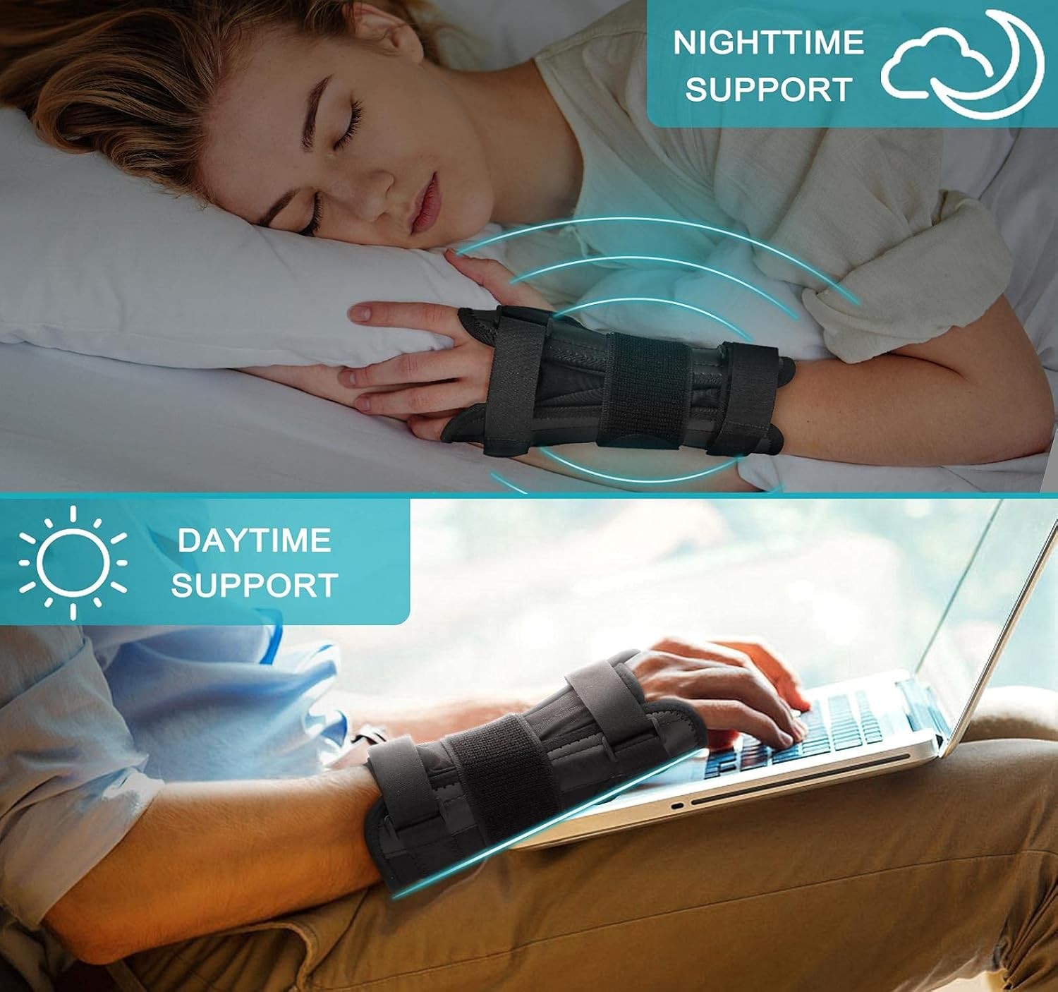 Wrist Splint for Carpal-Tunnel Syndrome, Adjustable Compression Wrist Brace for