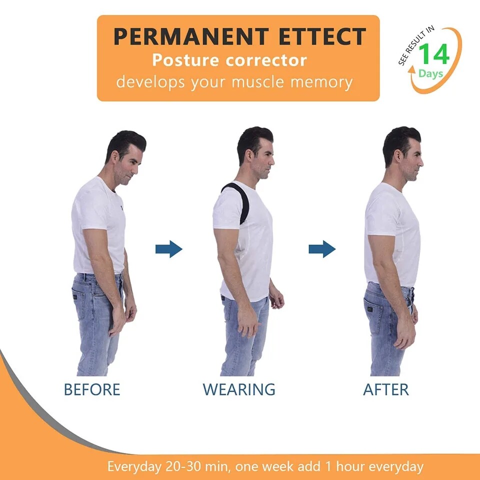 Adjustable Posture Corrector Upper Back Straightener Support Shoulder Brace Free