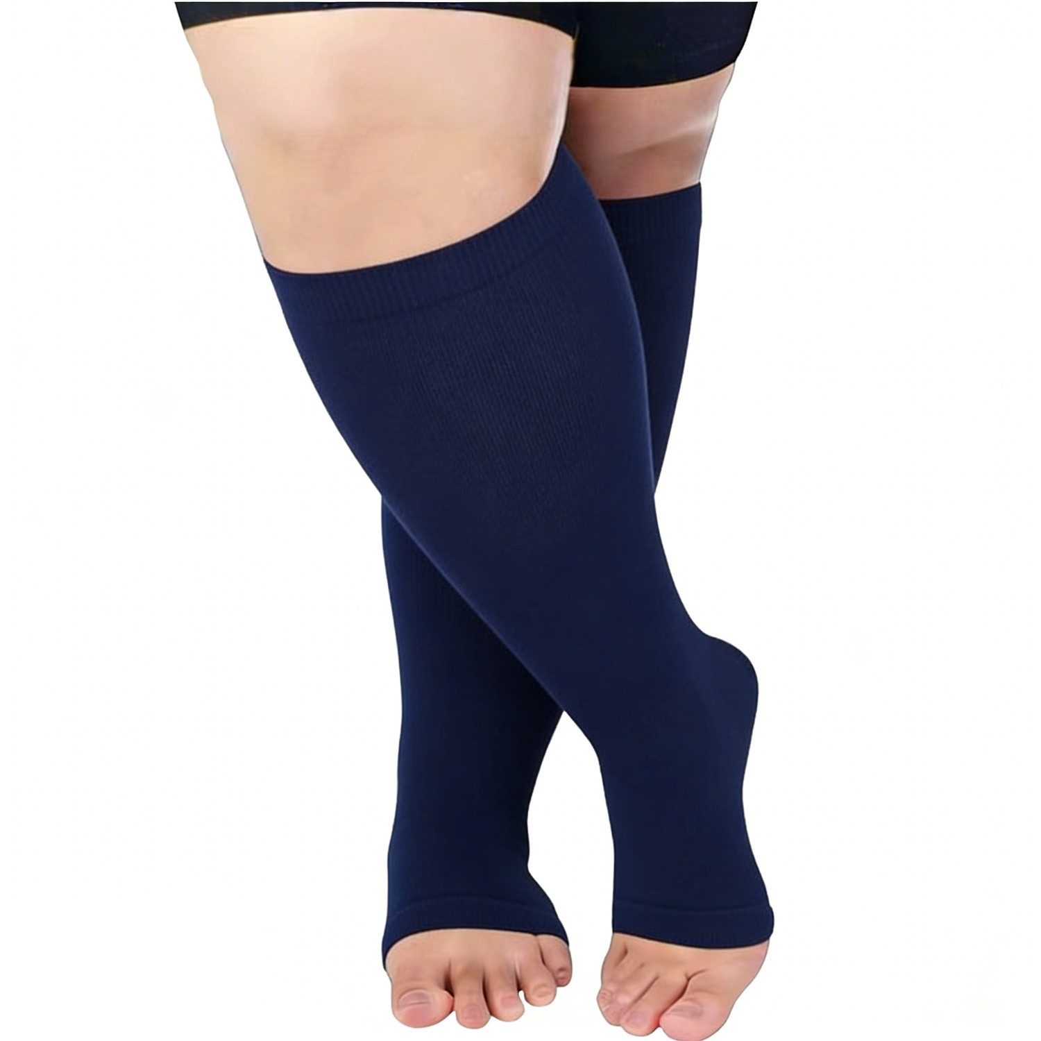 5 Pairs 20-30 mmHg Toeless Compression Socks-Knee High Support for Running&Sport
