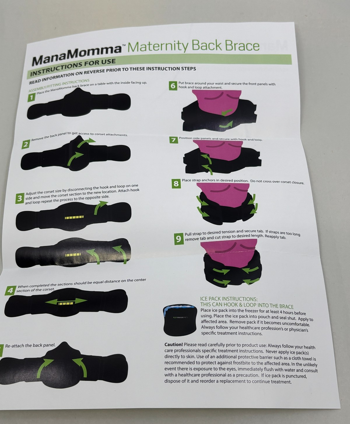 Manamed ManaMomma Maternity Back Brace Support Wrap Size Universal MM001-MC