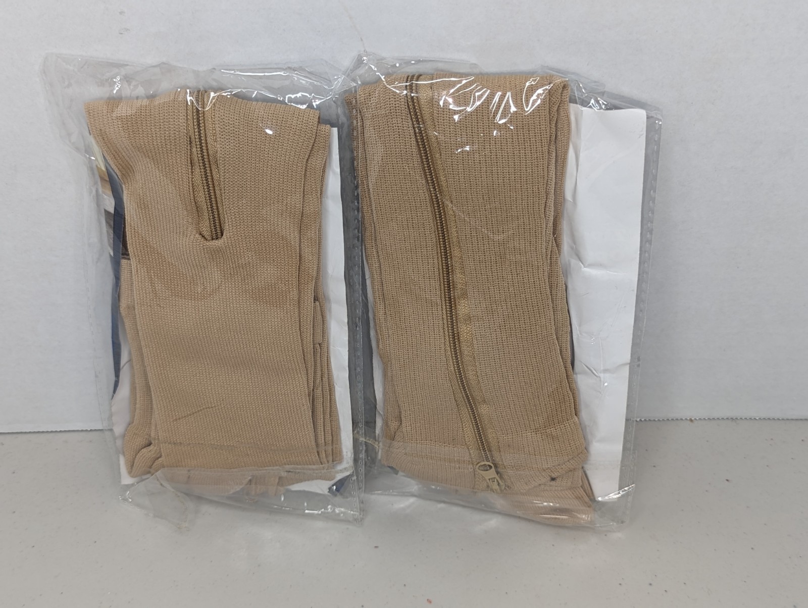 2 Pair XFit Zippe Open Toe Compression Socks Beige Size L/XL