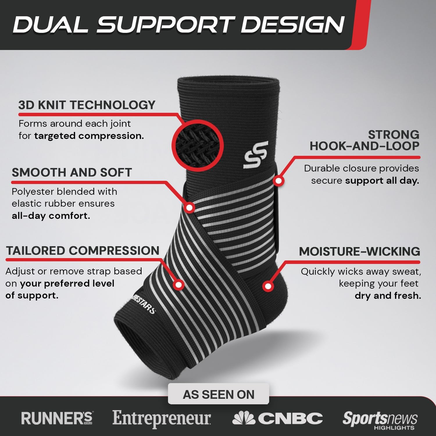 Sleeve Stars Ankle Brace for Women & Men, Ankle Wrap for Sprain, Compression Sle