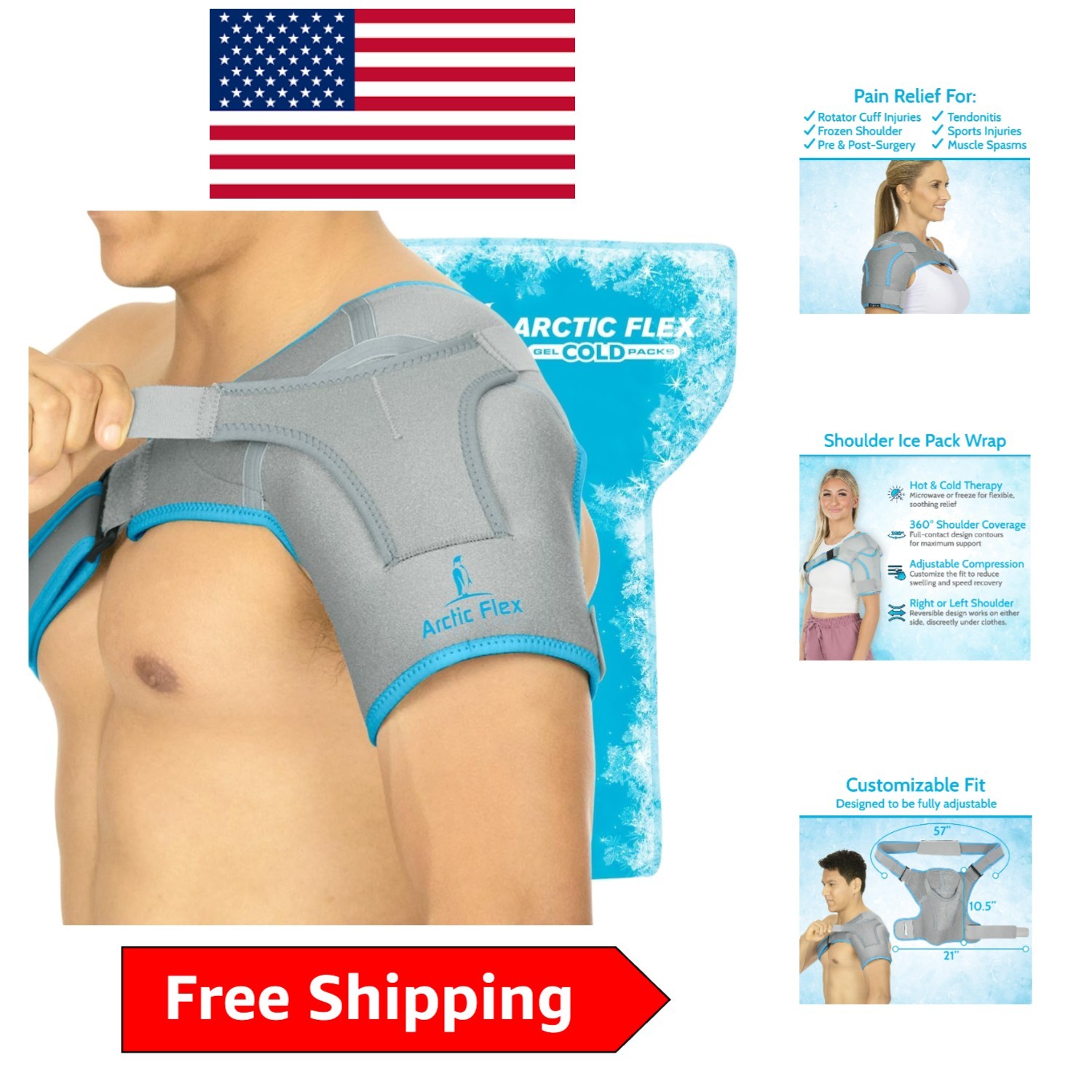 Adjustable Shoulder Ice Pack Brace – Gel Compression Support for All Injuries