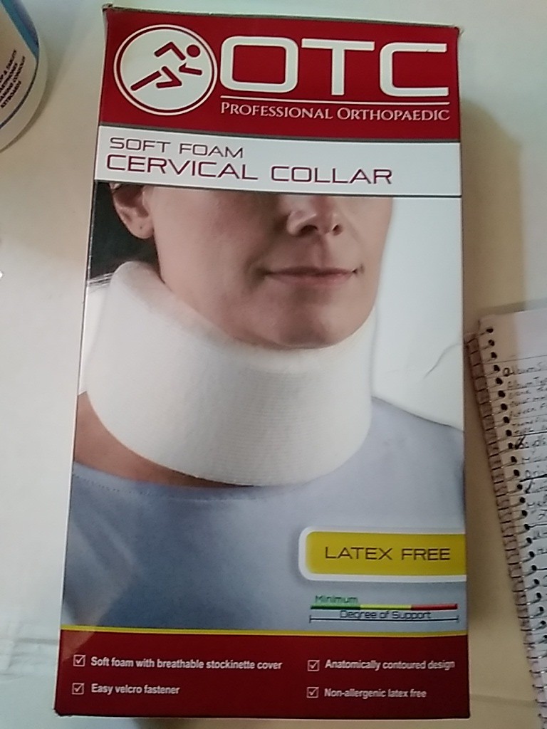 OTC Adjustable Cervical Collar 2394 Wide Universal Neck Support White Latex Free