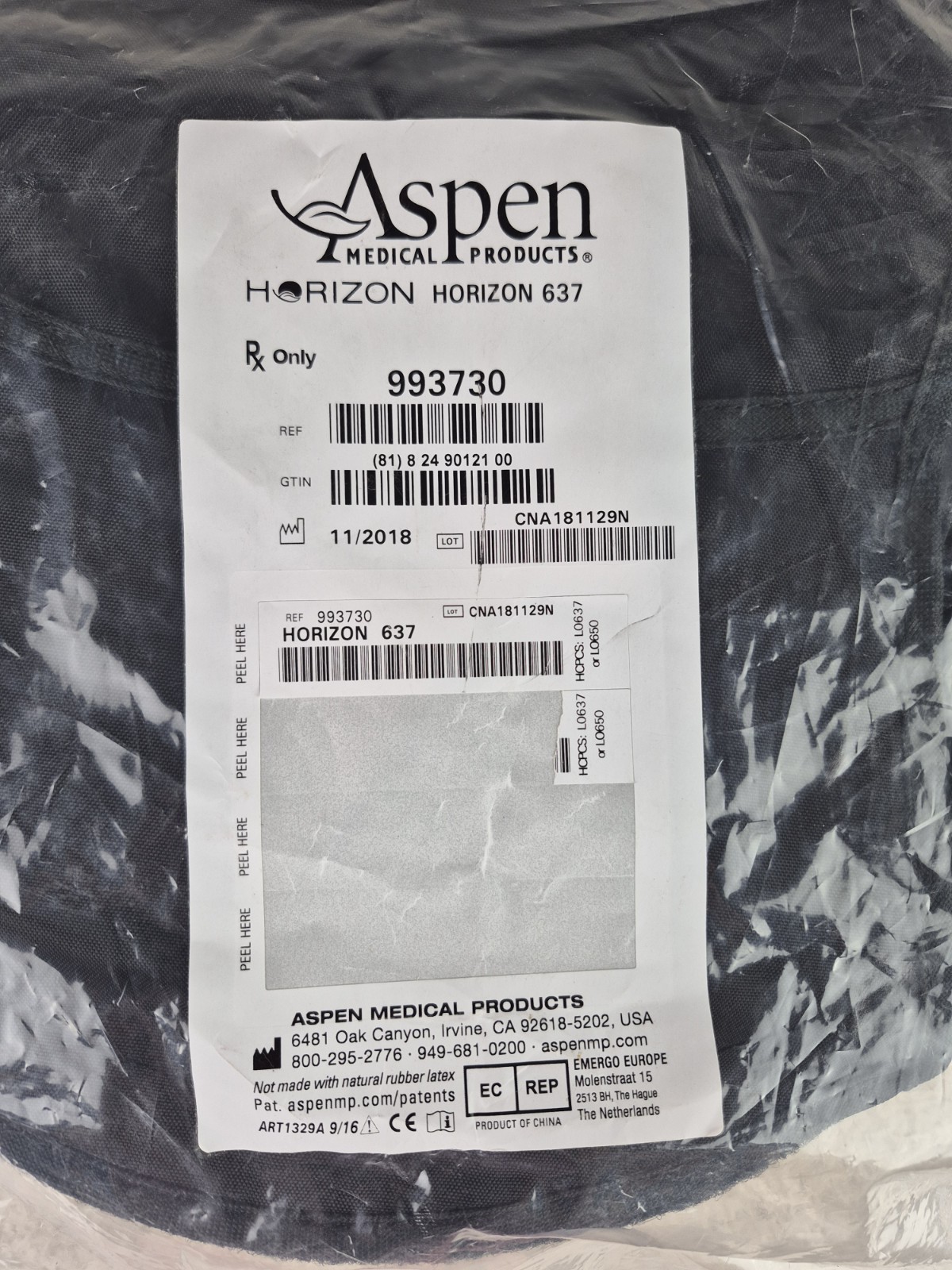 Aspen Medical 993730 Horizon 637 LSO Back Brace One Size Fits All NEW IN PACKAGE