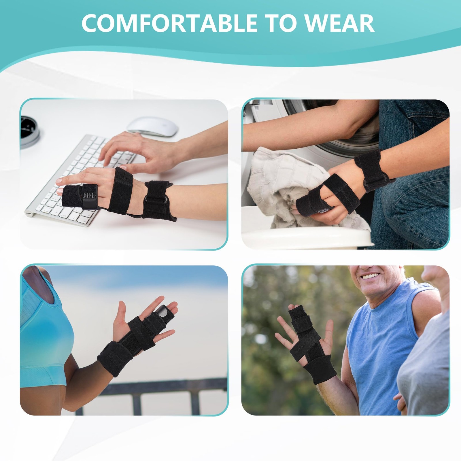 fibee Trigger Finger Splint, Adjustable Two Small-Medium (Pack of 1), Black